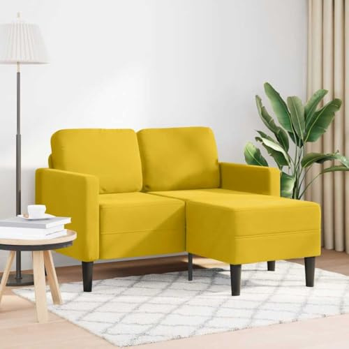 mzdioop 2-Sitzer-Sofa mit Chaiselongue, L-Form, Gelb, 125 cm, Samt, Robustes Metallgestell, für kleine Wohnzimmer, gemütliches Sitzerlebnis