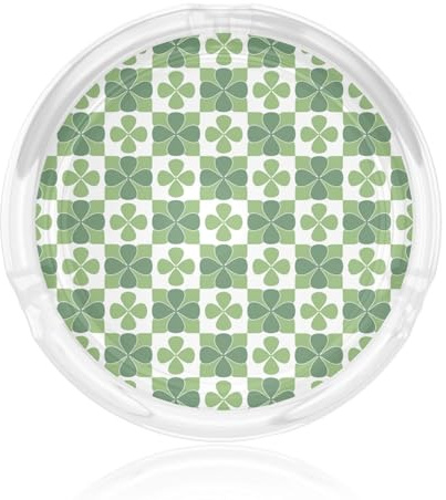 Ash Tray Glass Ashtray, Ashtrays for Smokers Indoor Tabletop Decoration (Clover Grid)