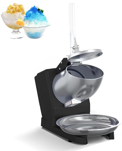 Trituradora de hielo eléctrica, máquina comercial de conos de nieve con grosor ajustable, salida de hielo triturado de 65 kg/hora, perfecta para bares, cafeterías y soportes de aperitivos