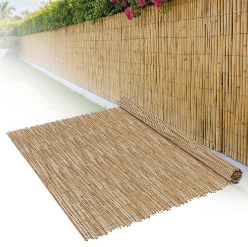 HENGMEI Schilfrohrmatte Bambus-Sichtschutzzaun 180x300cm, Robuste Schilfmatte als Sichtschutz Windschutz Sonnenschutz Sichtschutzmatte für Balkon Terrasse Zaun Garten Indoor Outdoor