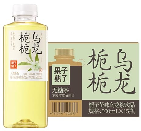 Guozishule Sugar Free Tea Drink 500ml (15 Bottles) – Ready to Drink Tea Beverage – Cold Brew Style Bottled Tea Drink (Gardenia Oolong Tea)
