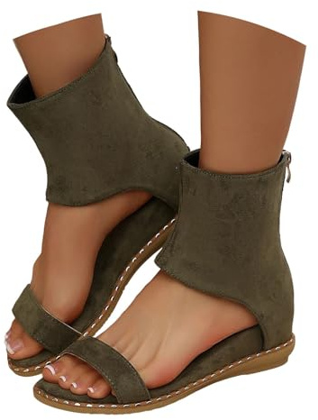 Sandalias Mujer Verano Botines Caña Alta Casuales Tiras Vacaciones Tacón