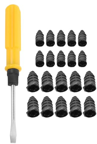 OHPHCALL Kit Riparazione Pneumatici Senza Camera Nero con Chiodi di Gomma e Cacciavite, Perfetto per Auto e Moto, Set Completo per Riparazione Veloce