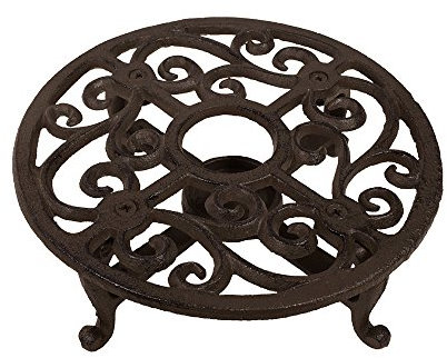 zeitzone Stövchen Landhaus Warmhalteplatte Rund Gusseisen Rechaud Antik-Stil Braun 18,5cm