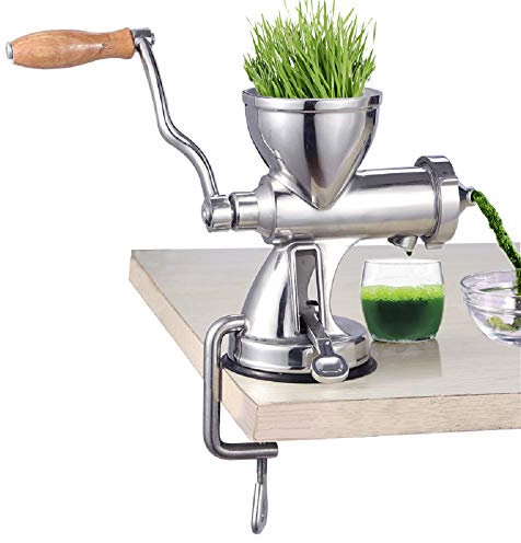 MinegRong Exprimidor manual de acero inoxidable para hierba de trigo, frutas y verduras, semillas de trigo, jengibre y granada, exprimidor manual (actualización)