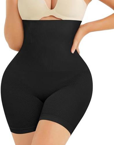 Nebility Women Waist Trainer Shapewear Tummy Control Body Shaper Shorts Hi-Waist Butt Lifter Thigh Slimmer (M/L, Black)…