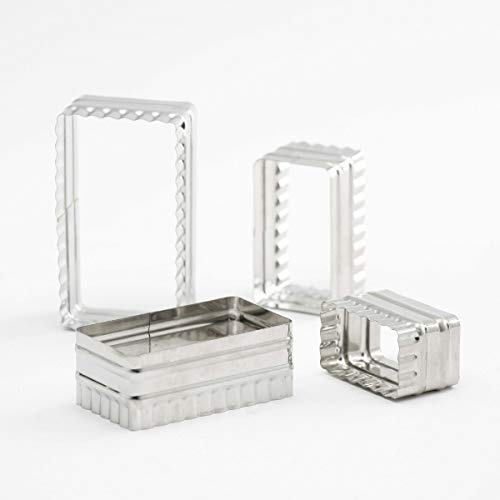 thermohauser Ausstecherset (Edelstahl rostfrei), rechteckig, Rand gewellt, 6,4x3,7 - 11,4x6,7 cm, Silber