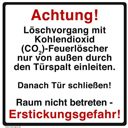 Kunststoffschild Hinweis „Achtung Erstickungsgefahr!CO2-Feuerlöscher Raum nicht betreten“ Warnung Schild | 200x175mm Made in Germany