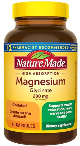 Nature Made Magnesium Glycinate 200 mg per Serving, 60 Capsules