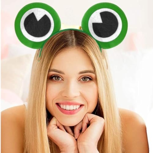 Hatstar Frosch Haarreifen, Haarreif mit Froschaugen in Grün, Einheitsgröße, Kostüm Accessoire für Karneval, Fasching und Halloween