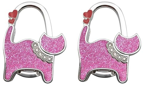 TopHomer Handtaschenhaken, faltbar, niedliches Katzenmuster, tragbarer Tischhaken, Handtaschenaufhänger zum Aufhängen von Geldbörse, Tasche, Frauen Mädchen Geschenke (Typ 13)