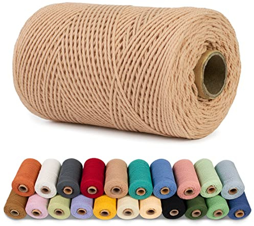 LEREATI Hilo Macrame 1mm x 200m Cuerda Macrame Cuerda de Algodon Suave Cordel Algodon, Hilos para Hacer Pulseras Cortina Colgar Fotos DIY Manualidades Colgante de Pared Atrapasueños (Café)