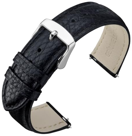 ANNEFIT Uhrenarmband 16mm 18mm 19mm 20mm 22mm Leder, Schnellverschluss Armband mit Weich Gepolstert für Herren Damen