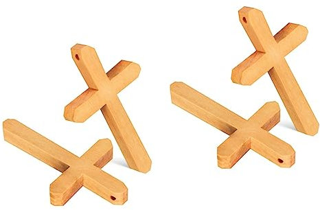 VILLCASE 4 Stück Kreuz Aus Olivenholz Kruzifix Aus Holz Heiliger Donnerstag Kreuz DIY-Kreuz-anhänger Christliche Einrichtung Kreuze Wanddekoration Taufkreuz Mädchen Schmuck Hölzern Mini