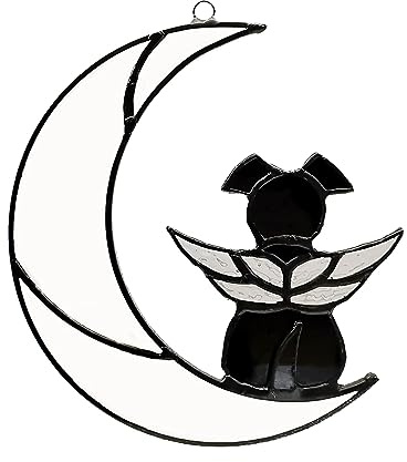 HACRAHO Dog Memorial Suncatcher for Windows, 1 Piece Angel Wings Dog Suncatcher for Window Dog Memorial Gifts for Loss of Dog, Black