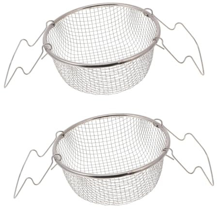 BESTonZON 2stücke Edelstahl Frittierkorb Mit Griff Rundes Küchensieb Für Pommes Fisch Und Snacks Robustes Langlebiges Frittiergerät Für Einfaches Servieren Und Zubereiten Von Speisen