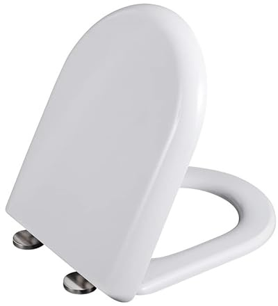 Flipped Warmth Abattant WC Forme D, Siège De Toilette en Forme De D Cuvette Toilette avec Frein De Chute, Lunette WC avec Fermeture en Douceur, Lunette De Toilette Universelle, Blanc,37 * 45cm