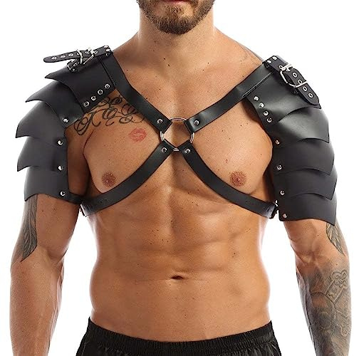 BaronHong Armure d'épaule en cuir pour homme - Style steampunk - Style médiéval - Style viking gothique - Réglable