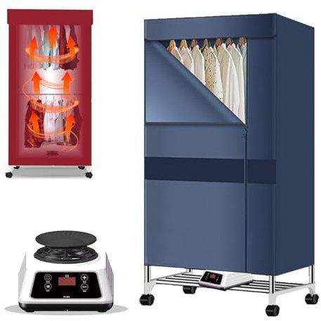 Witriolik Mini Secadora de Ropa Eléctrica, 1100W Secadora de Ropa Eléctrica Portátil Instalación y Almacenamiento Rápido Temporizador de 180 Min y Función de Calefacción para Apartamento, Viaje