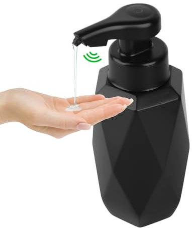ILIKEPOW Automatic Hand Motion Resin Liquid Soap Dispenser USB Rechargeable, Waterproof Dish Soap Dispenser Countertop for Kitchen Bathroom Hotel, Liquid Type, Black