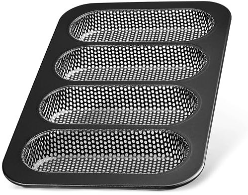 LINFELDT Hotdog Brötchen Backform je 18x7cm - Antihaft & Rezept Inkl. - Leckere French Hot Dog Brötchen selbst machen - Hotdog Buns Backblech 35 x 22 x 3cm
