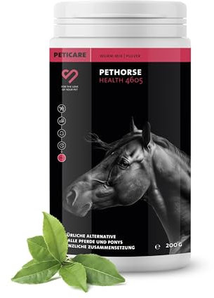 Peticare Wurm-Mix Pulver für Pferde | Natürliche Alternative, sekundierend zur Wurmkur & Wurmbefall | Für Pferde & Ponys | Pflanzliche Inhaltsstoffe mit Wurm-Kraut, Wermut | petHorse Health 4605