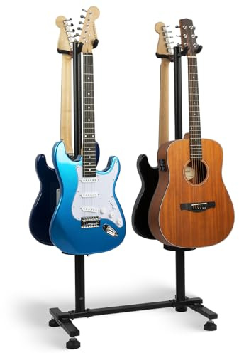 STRICH Gitarrenständer, 4 verstellbare Gitarrenständerhalter, robuster 4 Gitarrenständer für akustische E-Gitarren, Bass, Banjos, zusammenklappbar, Multi-Gitarrenständer, 4 Halter, FH-S4U