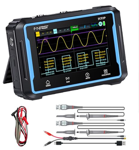 Osciloscopio digital, portátil, probador transistor, 3 en 1,2 canales, 50 MHz, 250 Ms/S con cable de datos de tipo C y sonda osciloscopio multímetro