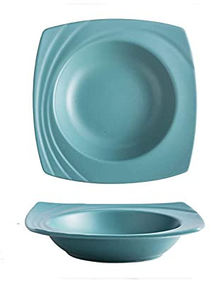 DDNGEJ Piatti Piani Piatto Fondo Quadrato a Larga Faccia, Pasta in Ceramica, Piatto da Portata per Insalata, Piatto Piano Personalizzato per Ristorante e Uso Familiare, Culo