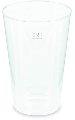 VEPATIM 50 Mehrwegbecher Pfandbecher transparent PP Eichstrich 0,4 l Ø 8,6 cm