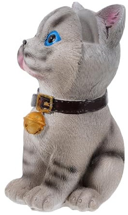 RORPOIR Brillenhalter Katzenform Grauer Kunstharz Brillenständer Sicherer Brillenschutz Tiermotiv Nachttisch Und Homeoffice Dekoration