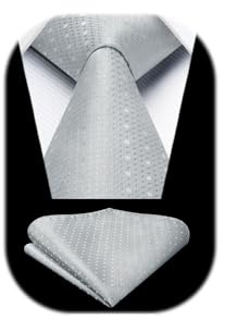 Enlision Cravate Homme Gris Carreaux Cravate 8.5CM Cravates pour Hommes et Pochette Ensemble pour Mariage Fête Affaires,Gris