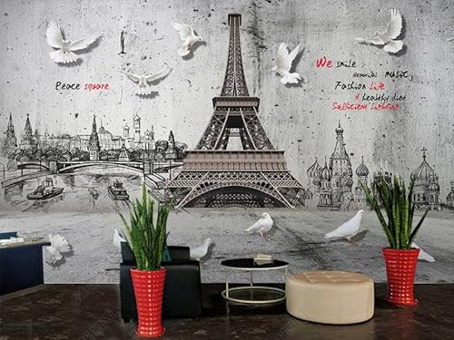 rskjdghshd Papier Peint Photo Personnalisé 3D Tableau De Décoration Murale De Fond De La Tour Eiffel De Paris-150Cmx279Cm