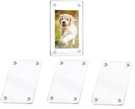 TIANLIN 8 Stück/4 Paare Acryl Magnetische Bilderrahmen, 7×12 cm Acryl Rahmenloser Kleine Bilderrahmen, Doppelseitig Transparent, für Fotos, Postkarten, Geschenke