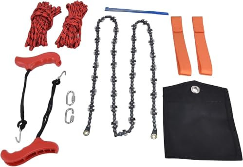 Tronçonneuse de poche, scie à chaîne à corde à main efficace, lames de dents des deux côtés, tronçonneuse de poche pliante for branche d'arbre 53 pouces