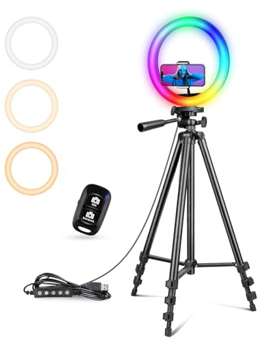 UBeesize 12 RGB Ring Light with 50 Tripod Stand & Phone Holder, Dimmable Selfie Light for TikTok, YouTube, Live Streaming & Photography