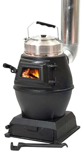 Poêle à bois, poêle à bois en fonte, poêle de camping, mini poêle à charbon de bois, poêle à bois de camping en fonte, avec fenêtre de visualisation, chauffage multi-combustible for l'eau bouillante