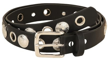 KMGDM Taillengürtel mit Ösen, Punk, Blumenanhänger, schmale Kette für Cowgirl, Grunge-Schnalle, moderner Bund, Taillenkette, Nietengürtel, Wie abgebildet, 103*2.8cm