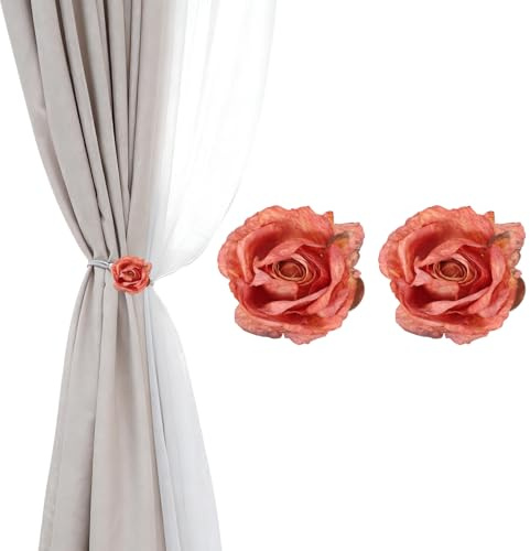 PATIKIL Rose Flower Curtain Tiebacks, 2 Pc Fermacurtain Artificiali Fiori, Moderni Fermagli per Tendaggi, Decorativi Fermacurtain per Casa, Camera, Ufficio, Rosso