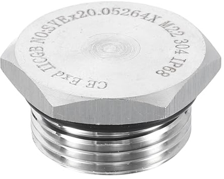 QUARKZMAN Tapón de Tubo de Acero Inoxidable 304 M22x1 Métrico Macho Rosca Exterior Hexagonal Cabeza Tapa Hexagonal Cabeza Tapón Tapones Accesorios con Sellado Anillo