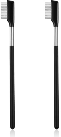 2PCS Metal Eyelash Comb, Eyelash Separator Tool Metal Eye lash Brush for Lash & Brow Eye Lash Grooming Comb with Stainless Steel Eyes Makeup Tool for Women