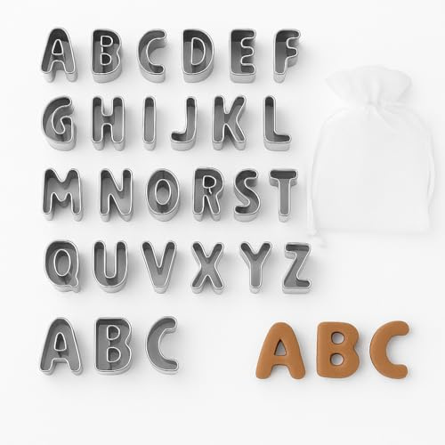 Mini Alphabet Cookie Cutters Set of 26 – 1 Stainless Steel A-Z Letters for Cookies, Fondant, Pastry, Clay, Crafts by CookieCutter.com