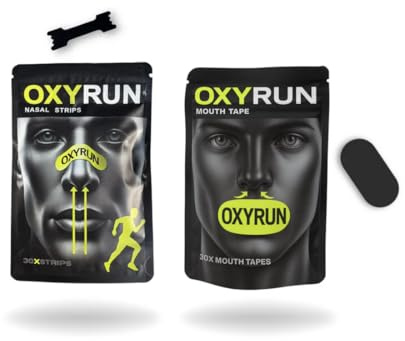 OXYRUN 30 Tiras Nasales + 30 Mouth Tape – Tiras Nasales Deportivas – Cinta Bucal Para Dormir – Tiras Nasales Antironquidos – Tiras Bucales Para Dormir – Respirar Mejor Nariz - Tira Nasal