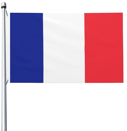 Bandiera francese Stampe Bandiera su entrambi i lati 3 x 5FT leggera e resistente al colore con asole Ideale per feste all'aperto e giardini.