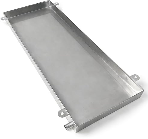 Bandeja de Recogida de Goteo Acero Inoxidable 304 con Tubo Drenaje Bandeja Aire Acondicionado Bandejas de Goteo Versátil para Unidad Exterior Garaje Terraza(50x10cm(20x4in))