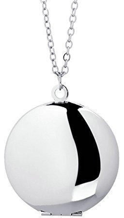 Beydodo Damen Kette Medaillon zum Öffnen für Bilder Foto, Edelstahl Kette mit Charms Anhänger Medaillon Aufklappbar Halskette Silber für Mädchen