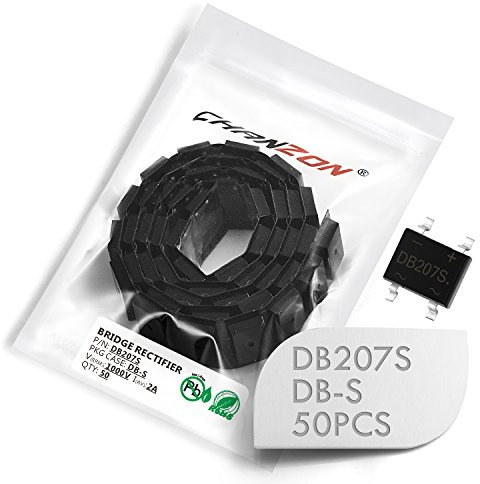 (Packung mit 50 Stück) Chanzon DB207S SMD Brückengleichrichterdiode 2A 1000V DB-S (SOP-4) Einphasig 2 Ampere 1000 Volt Siliziumdioden