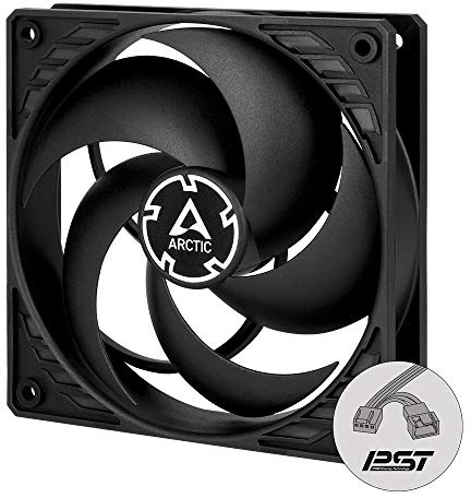 ARCTIC P12 PWM PST CO - Ventilateur PC, 120 mm, Ventilateur Boitier Silencieux, Refroidisseur pour Unité Centrale, Pression Statique Élevée, Double Roulement à Bille, 200-1800 rpm (0 rpm <5%)