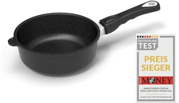 AMT Gastroguss Bratpfanne, 20 cm Ø, 7 cm hoch, Schmorpfanne, abnehmbarer Stiel, induktionsgeeignet, Lotan® Antihaft-Veredelung, Gusspfanne (Aluguss), AMZN-I-720-Z20B