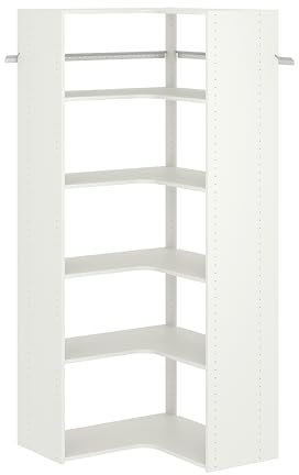 Easy Track Adjustable Corner Tower Clothing Storage Kit Closet Organizer, White